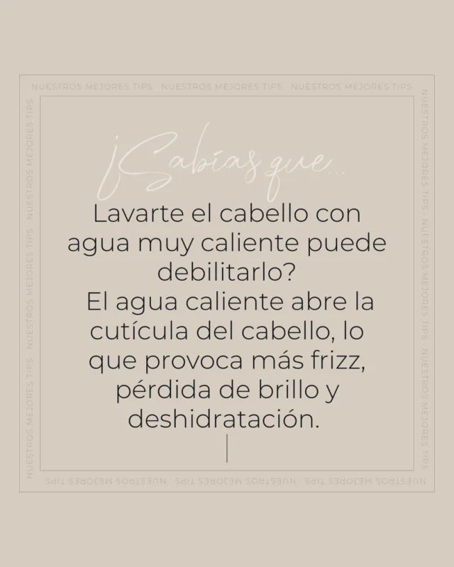 ¿Sabías que lavarte el cabello con agua muy caliente puede debilitarlo? El agua caliente abre la cutícula del cabello, lo que provoca más frizz, pérdida de brillo y deshidratación.

Un gesto tan simple como ajustar la temperatura del agua puede transformar la salud de tu cabello.
¿Lo sabías?

👀 Cuéntanos si tú también terminas la ducha con agua fría…
#CuidadoDelCabello #HidrataciónCapilar #InviernoBeauty #espaciokibo
